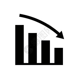 下趋势箭头和条形图表图标 与业务业绩有关的矢量等图片