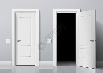 现实开放和封闭的白色进口门房子建造办公室入口木头插图房间锁孔出口住宅图片
