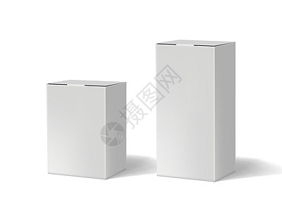 现实化的简单纸箱套装阴影纸盒商品推广礼物插图销售白色小样盒子空白图片