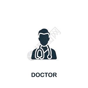 医生图标 单色简单健康检查图标 用于模板 网络设计和信息图等背景图片