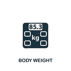 身体重量图标 单色简单健康检查图标 用于模板 网络设计和信息图等背景图片