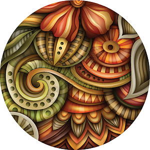 多彩多彩的圆花插图 QFont花瓣元素圆圈设计装饰品多层螺旋涂鸦漩涡水彩图片