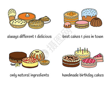 不同组的蛋糕和馅饼巧克力厨房团体南瓜涂鸦菜单外滩面包店铺糕点图片