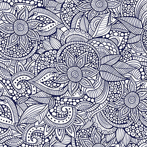 装饰花卉的装饰性无缝围巾植物绘画墙纸涂鸦作品禅绕艺术织物雕刻纺织品图片