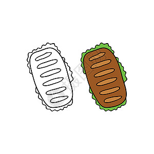 手画长三明治咖啡店包子食物小吃染色面包草图绘画屁股菜单图片