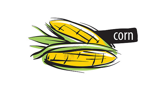 绘制 Corn 孤立在白色背景上图片