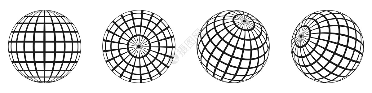 平行线3D球地球 不同角度的线性地球网格世界插图互联网行星子午线圆圈条纹金属纬度线条设计图片