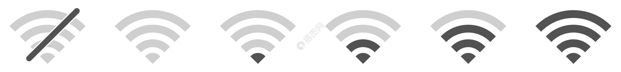 Wi-fi 图标设置 不同级别的 Wi-Fi 信号 向量组的不同无线 Wi-F 图标图片