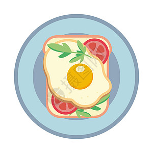三明治加煎蛋和番茄 矢量插图图片