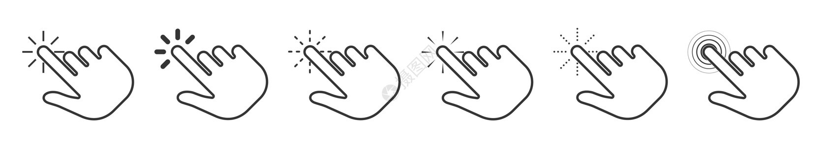 鼠标图标 矢量指向手键单击图标商业手指白色界面按钮技术光标黑色互联网手势图片