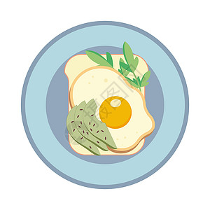 三明治加煎蛋和鳄梨 矢量插图图片