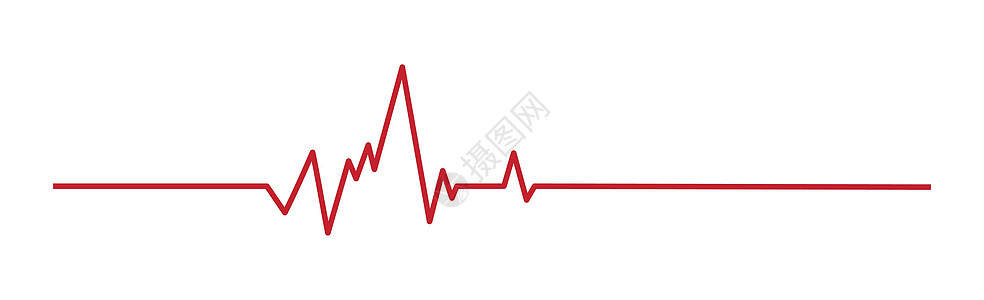 心脏脉冲  白色背景上的弯曲红线  矢量曲线药品韵律诊所医院监视器标识海浪诊断心电图图片