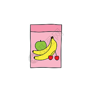 面条彩色的婴儿粥盒子稀饭白色营养粉色插图涂鸦早餐浆果香蕉图片