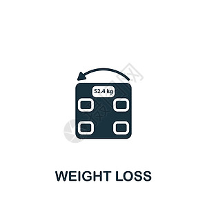 重量损失图标 单色简单健康生活方式图标 用于模板 网络设计和信息图的功能图片