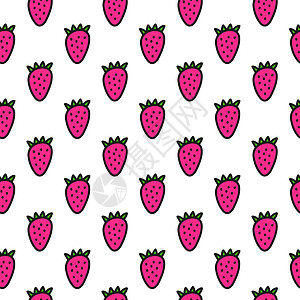 草莓无缝模式绘画横幅娘娘包装墙纸打印卡片纺织品涂鸦织物图片