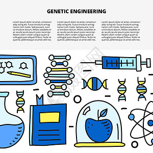 带有涂鸦基因工程图标的条文模板图片