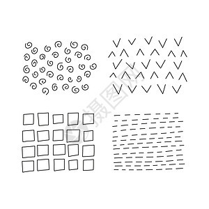 一套刻薄的抽象涂鸦纹理白色条纹插图艺术中风漩涡手绘铅笔笔划墨水图片