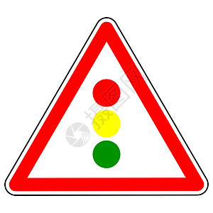 警告路标 红绿灯章程 警告接近红绿灯 安全驾驶的交通规则 标志和标记 白色背景上的孤立对象 矢量图图片