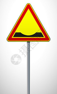 道路上的警告路标坑洼 帖子上的标志 交通法规 标志和道路标记 矢量图图片