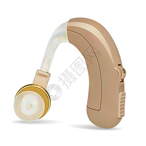 耳后助听器 听力损失患者的声音放大器 耳鼻喉科的治疗和修复学 医药卫生 白色背景上的现实对象 向量电池耳聋喷嘴身体模拟听觉药品器图片