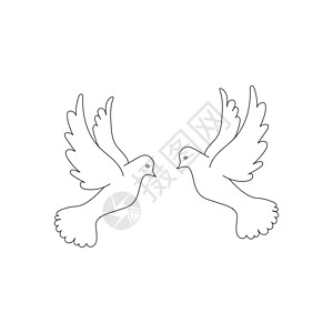 两只鸽子 和平之神 矢量插图图片