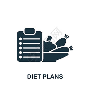 膳食计划图标 单色简单健康生活方式图标 用于模板 网络设计和信息资料图图片