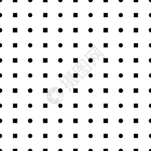 经典单色极小无缝点模式 矢量图解织物绘画圆点黑与白装饰品网格墙纸白色正方形黑色图片