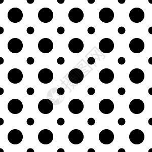 带有点和圆形的经典单色极小无缝模式 矢量图解黑色圆点绘画技术艺术插图正方形织物墙纸黑与白图片