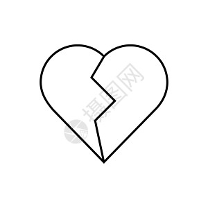 破碎的心图标在背景上孤立的线条样式 破碎的心图标页面符号为您的网站设计徽标 应用程序 UI 矢量图 EPS10图片