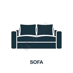 Sofa 图标 用于模板 网络设计和信息图的单色简单内建家具图标图片