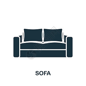 Sofa 图标 用于模板 网络设计和信息图的单色简单内建家具图标图片