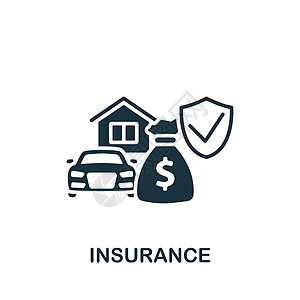 保险图标 用于模板 网页设计和信息图形的单色简单保险图标图片