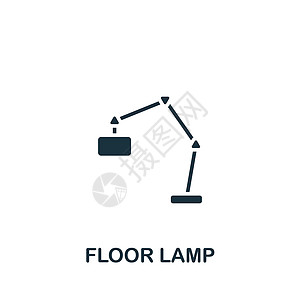 落地灯图标 用于模板 网页设计和信息图形的单色简单室内家具图标图片