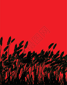 红色双光环绕绿草艺术品插图玉米艺术农作物棕色农业绘画农田生长图片