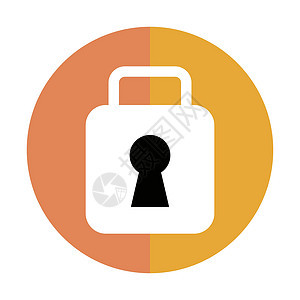 橙色圆锁图标 帕洛克和关于安全的关键矢量图片