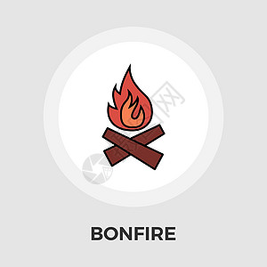 Bonfire 向量平方图标火焰篝火卡通片烧伤绘画日志橙子闲暇插图艺术图片