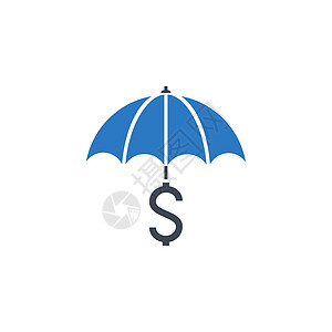 资金保护相关矢量字形图标警卫现金中风硬币财产蓝色储蓄订金商业保险背景图片