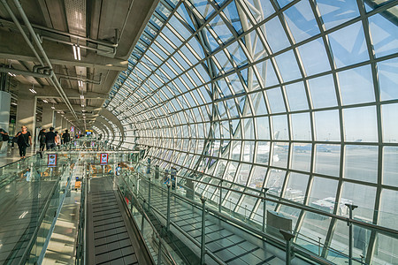 曼谷泰国苏拉纳布胡密机场内地机场大堂城市旅游旅行窗户桌子建筑学地面玻璃图片