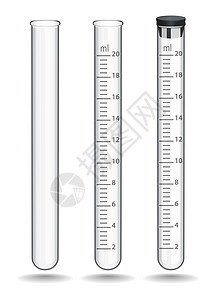 一套带刻度和橡胶塞的玻璃实验室试管 用于化学 生物学和医学实验室研究和分析的特殊玻璃器皿 矢量图图片