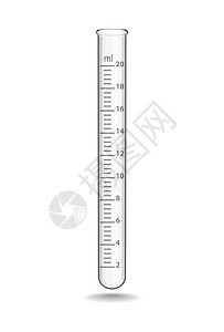 有标度的玻璃实验室试管 用于化学 生物学和医学实验室研究和分析的特殊玻璃器皿 矢量图图片