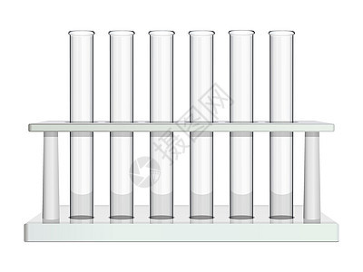 带玻璃试管的实验室架 用于制药 医学 生物和化学中化学和生物过程分析和研究的专用设备 向量图片