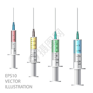 医用注射器 一套不同尺寸的一次性塑料注射器 用于皮下和肌肉注射 矢量血清剂量液体临床化学品援助制药药品抗生素外科图片