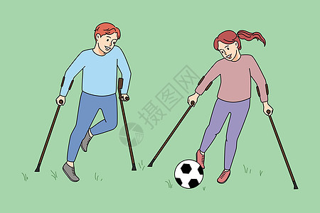 参加足球赛的肢体残疾儿童快乐成长儿童(PAF)背景图片