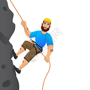 攀岩者 人类承诺要升起陡峭的斜坡 卡通人物插图男人岩石悬崖登山者爱好峭壁英雄顶峰快乐图片
