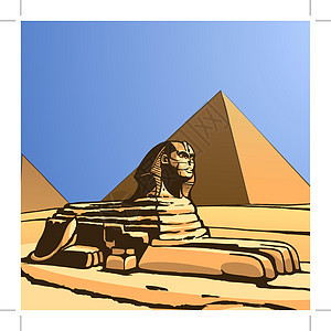 Sphinx 古代雕像 巨大的古埃及石块结构 矢量图像狮身遗产法老历史性吸引力金字塔地标兴趣文化建筑学图片