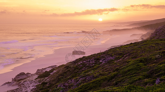 南非德霍普自然保护区的日落西开普省 南非最美丽的海滩 德霍普自然保护区的白色沙丘是花园路线的一部分天空旅行旅游海岸线荒野海洋公园图片