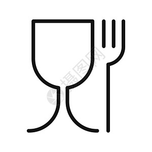 食品级塑料 食品安全材料 酒杯和叉符号包装插图标志警告玻璃生态贴纸标识刀具质量图片