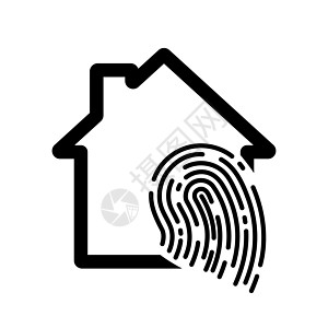 指纹房子图标 聪明的房子矢量图标 指纹扫描图标图片