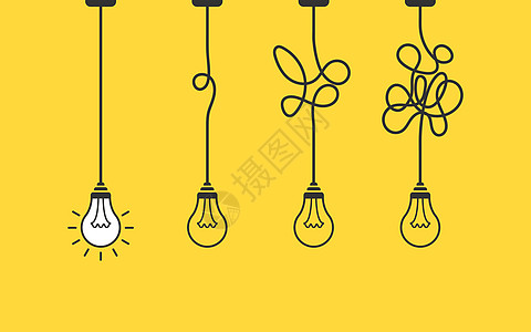以平板风格的电灯概念 孤立背景的灯泡矢量插图 电力标志商业概念 等等图片