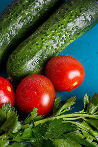 有机蔬菜健康食品西红番茄和黄瓜水果收成农业饮食木头营养洋葱装饰品胡椒茶点图片